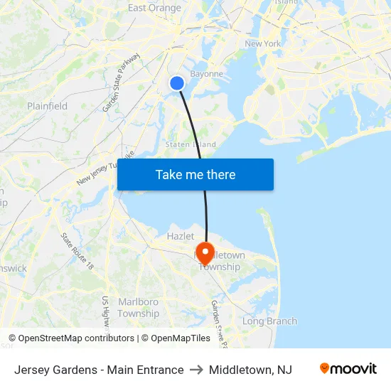 Jersey Gardens - Main Entrance to Middletown, NJ map