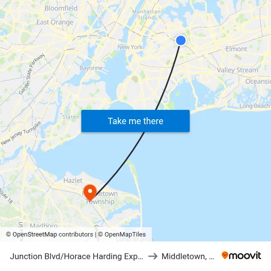 Junction Blvd/Horace Harding Expwy to Middletown, NJ map