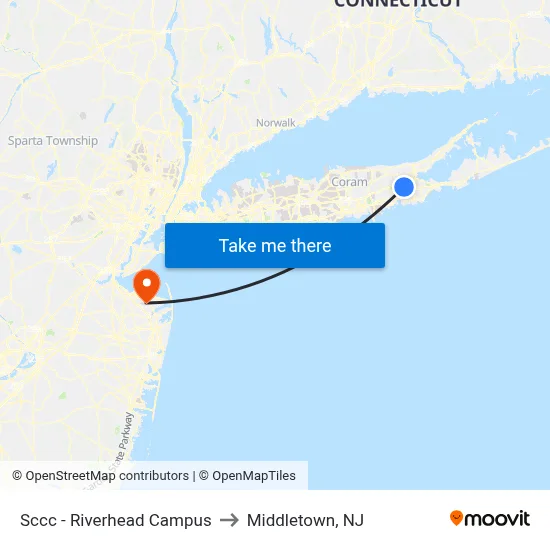 Sccc - Riverhead Campus to Middletown, NJ map