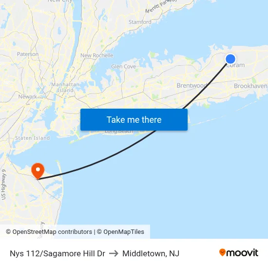 Nys 112/Sagamore Hill Dr to Middletown, NJ map