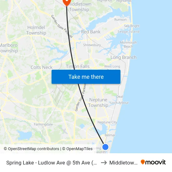 Spring Lake - Ludlow Ave @ 5th Ave (Northbound) to Middletown, NJ map