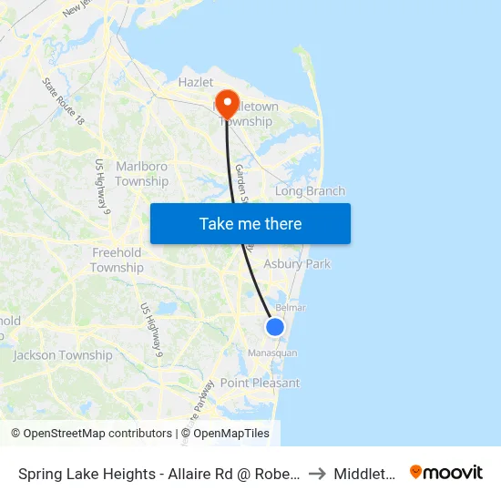 Spring Lake Heights - Allaire Rd @ Robertson Park (Southbound) to Middletown, NJ map