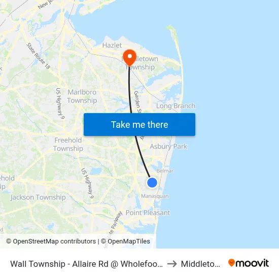 Wall Township - Allaire Rd @ Wholefoods (Northbound) to Middletown, NJ map
