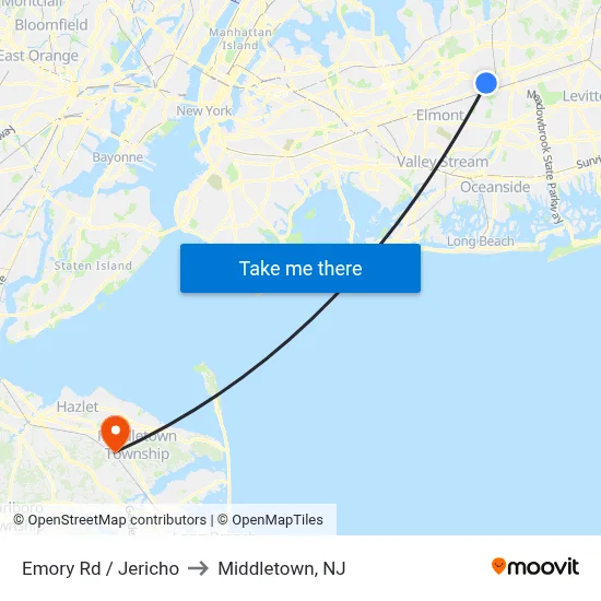 Emory Rd / Jericho to Middletown, NJ map