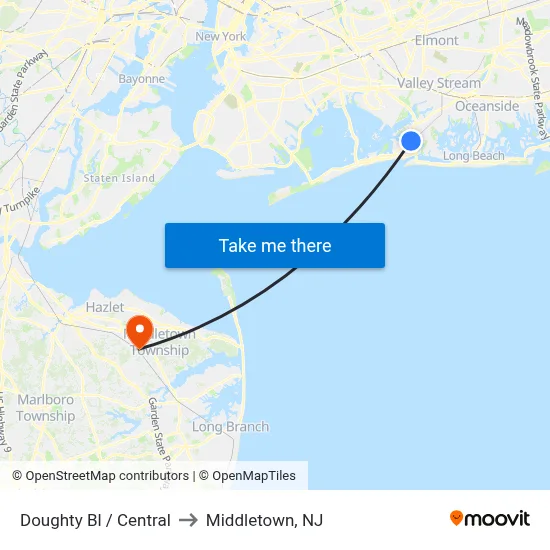 Doughty Bl / Central to Middletown, NJ map