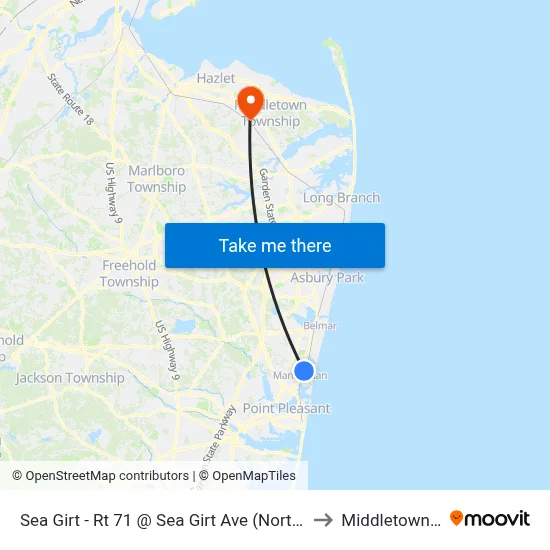 Sea Girt - Rt 71 @ Sea Girt Ave (Northbound) to Middletown, NJ map