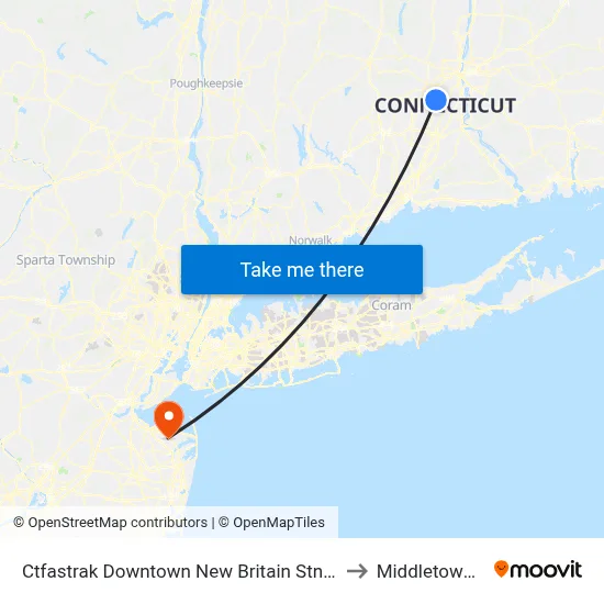 Ctfastrak Downtown New Britain Stn @ Bay B to Middletown, NJ map