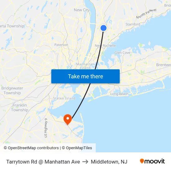 Tarrytown Rd @ Manhattan Ave to Middletown, NJ map
