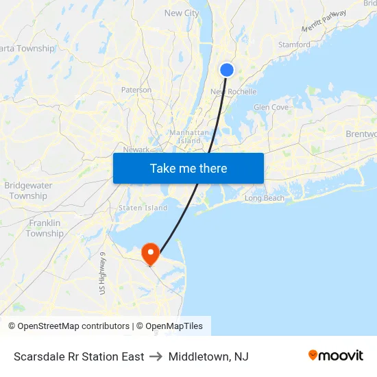 Scarsdale Rr Station East to Middletown, NJ map