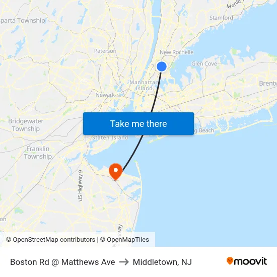 Boston Rd @ Matthews Ave to Middletown, NJ map