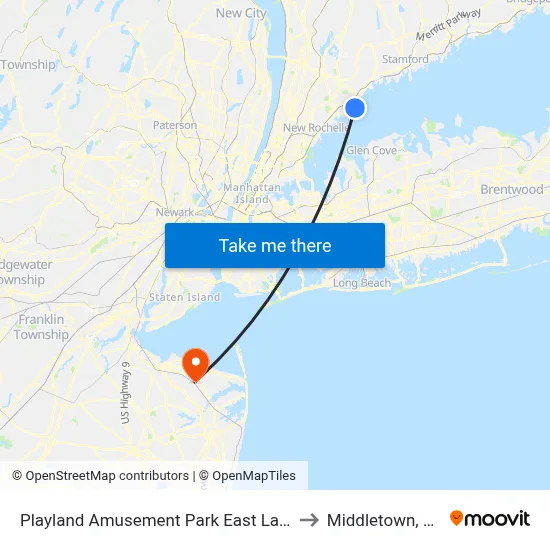 Playland Amusement Park East Lane to Middletown, NJ map