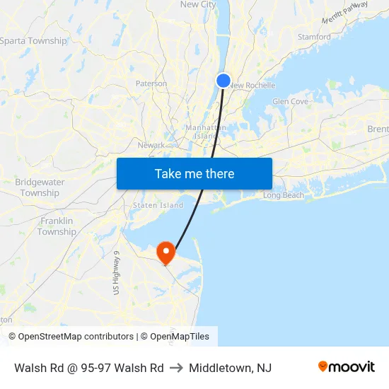 Walsh Rd @ 95-97 Walsh Rd to Middletown, NJ map