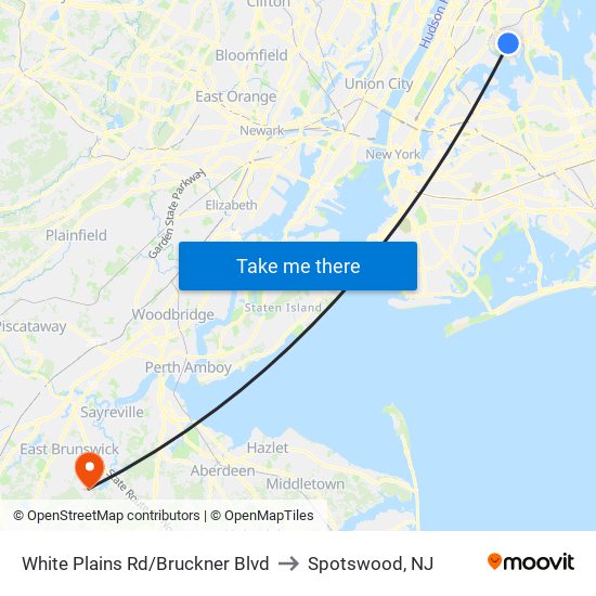 White Plains Rd/Bruckner Blvd to Spotswood, NJ map