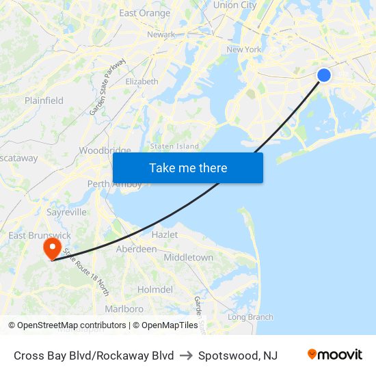 Cross Bay Blvd/Rockaway Blvd to Spotswood, NJ map