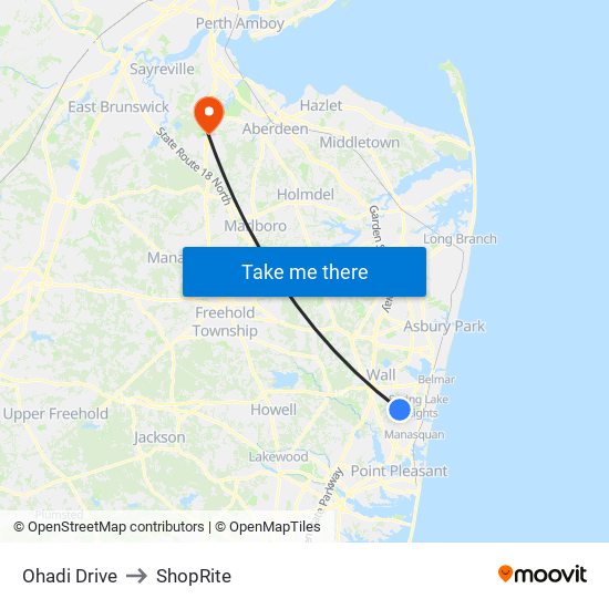 Ohadi Drive to ShopRite map