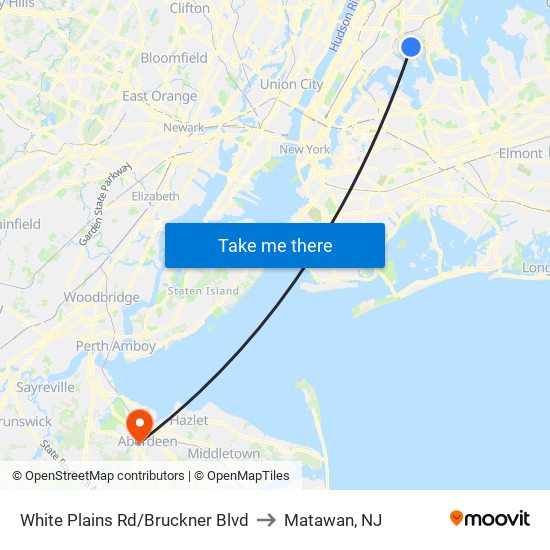 White Plains Rd/Bruckner Blvd to Matawan, NJ map