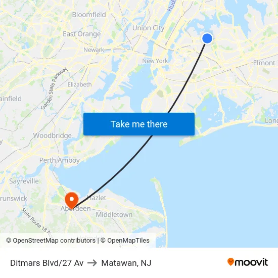Ditmars Blvd/27 Av to Matawan, NJ map