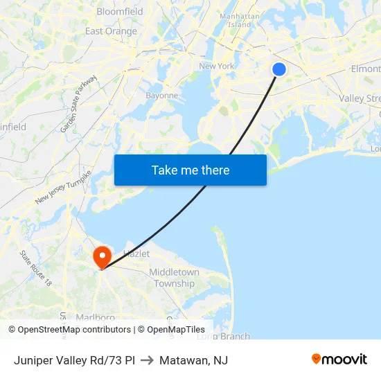 Juniper Valley Rd/73 Pl to Matawan, NJ map