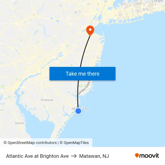 Atlantic Ave at Brighton Ave to Matawan, NJ map