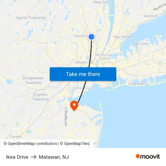 Ikea Drive to Matawan, NJ map