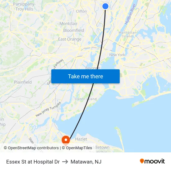 Essex St at Hospital Dr to Matawan, NJ map