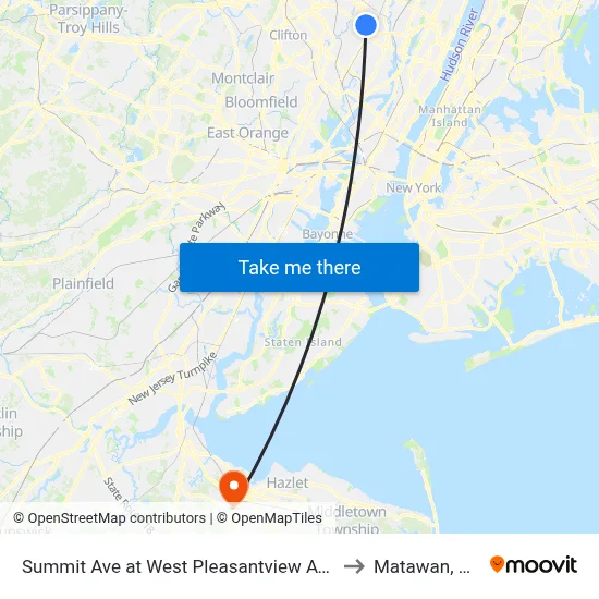Summit Ave at West Pleasantview Ave to Matawan, NJ map