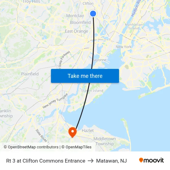 Rt 3 at Clifton Commons Entrance to Matawan, NJ map