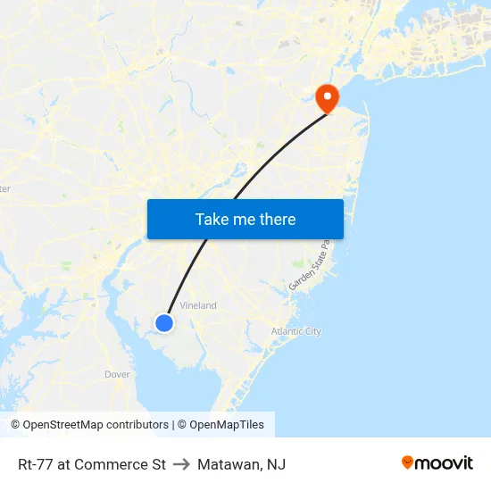 Rt-77 at Commerce St to Matawan, NJ map