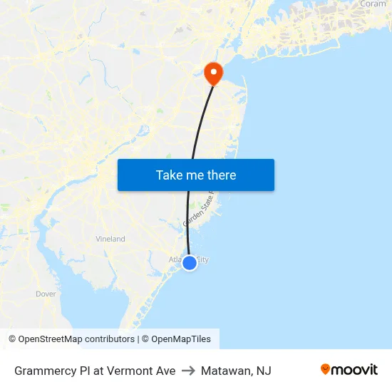 Grammercy Pl at Vermont Ave to Matawan, NJ map