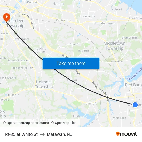Rt-35 at White St to Matawan, NJ map