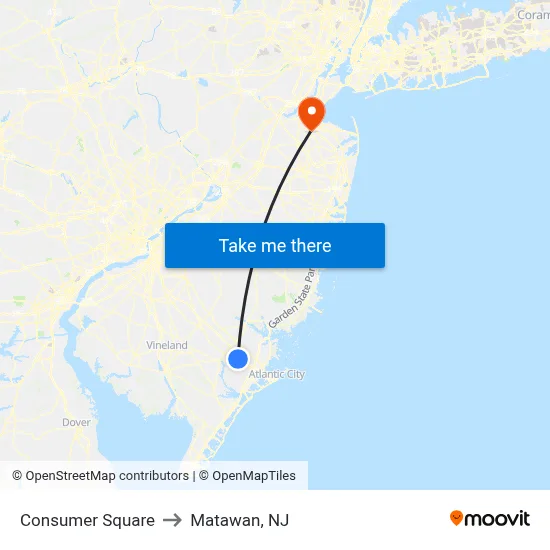 Consumer Square to Matawan, NJ map