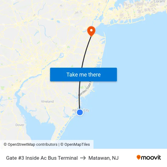 Gate #3 Inside  Ac Bus Terminal to Matawan, NJ map