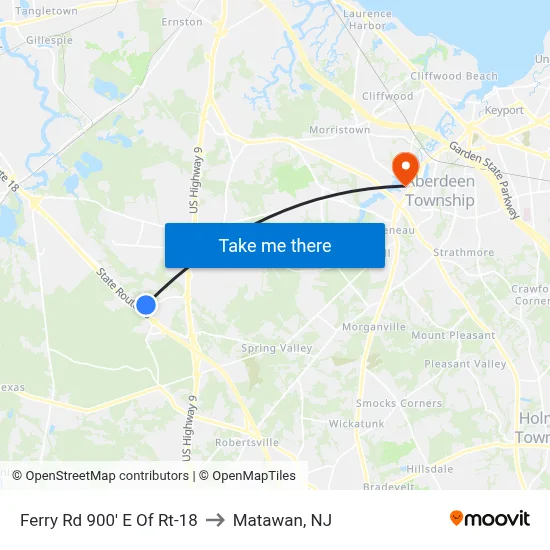 Ferry Rd 900' E Of Rt-18 to Matawan, NJ map