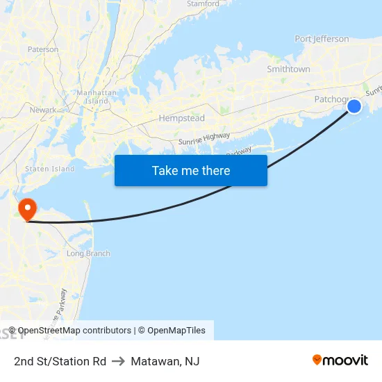 2nd St/Station Rd to Matawan, NJ map