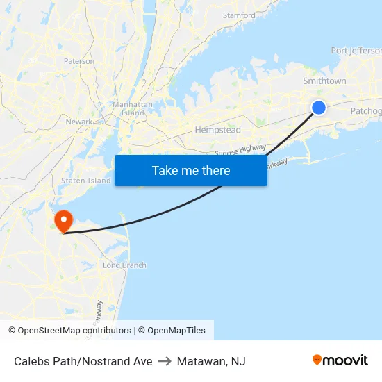Calebs Path/Nostrand Ave to Matawan, NJ map