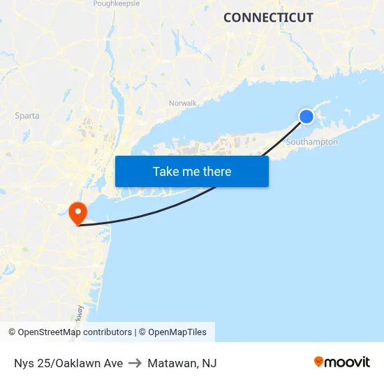 Nys 25/Oaklawn Ave to Matawan, NJ map