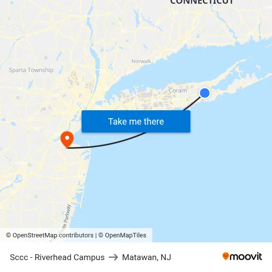 Sccc - Riverhead Campus to Matawan, NJ map