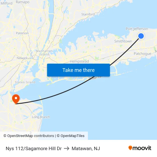 Nys 112/Sagamore Hill Dr to Matawan, NJ map
