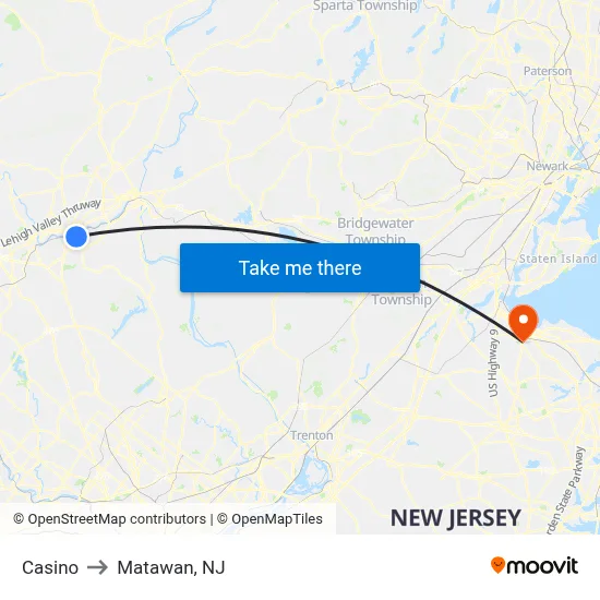 Casino to Matawan, NJ map