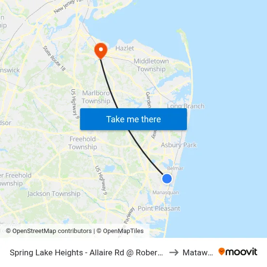 Spring Lake Heights - Allaire Rd @ Robertson Park (Southbound) to Matawan, NJ map