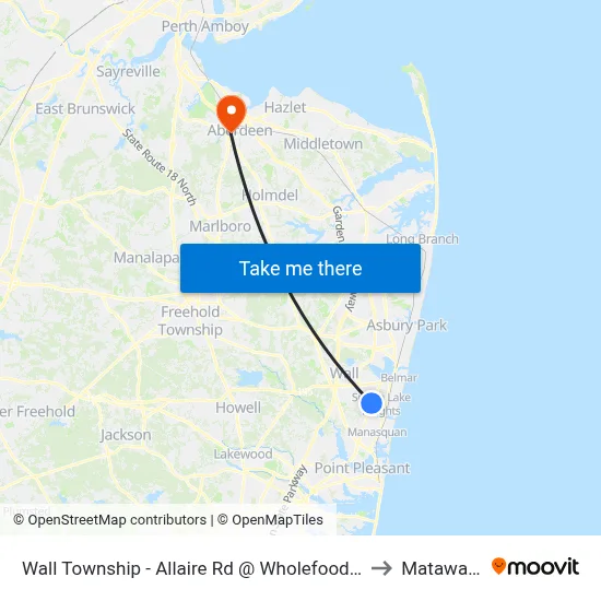 Wall Township - Allaire Rd @ Wholefoods (Northbound) to Matawan, NJ map