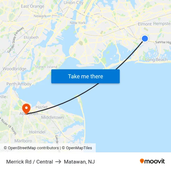 Merrick Rd / Central to Matawan, NJ map