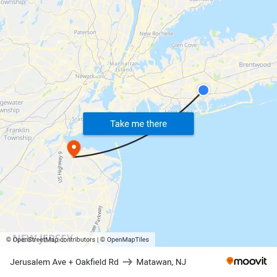 Jerusalem Ave + Oakfield Rd to Matawan, NJ map