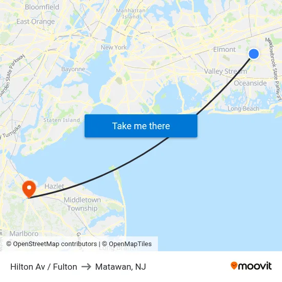 Hilton Av / Fulton to Matawan, NJ map