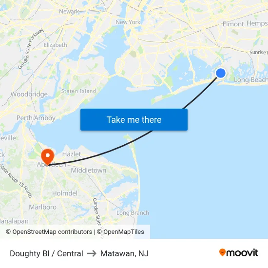 Doughty Bl / Central to Matawan, NJ map