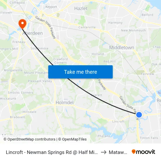 Lincroft - Newman Springs Rd @ Half Mile Rd (Northbound) to Matawan, NJ map