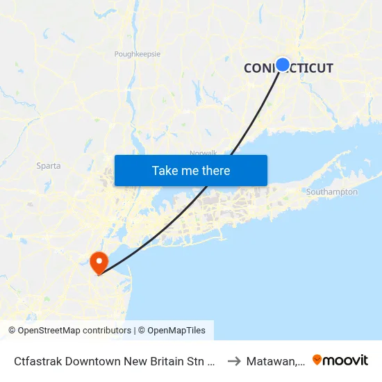 Ctfastrak Downtown New Britain Stn @ Bay B to Matawan, NJ map