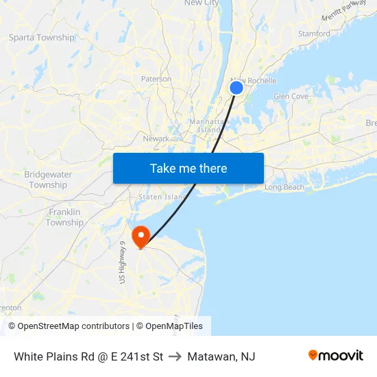 White Plains Rd @ E 241st St to Matawan, NJ map