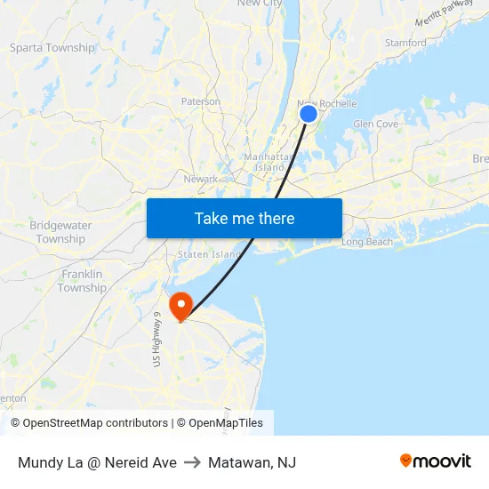Mundy La @ Nereid Ave to Matawan, NJ map