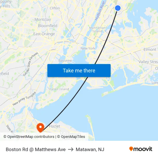 Boston Rd @ Matthews Ave to Matawan, NJ map